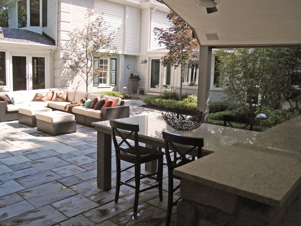 Outdoor sitting area and outdoor kitchen