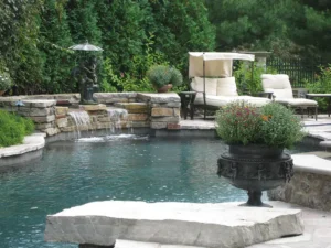 Pool with waterfall feature
