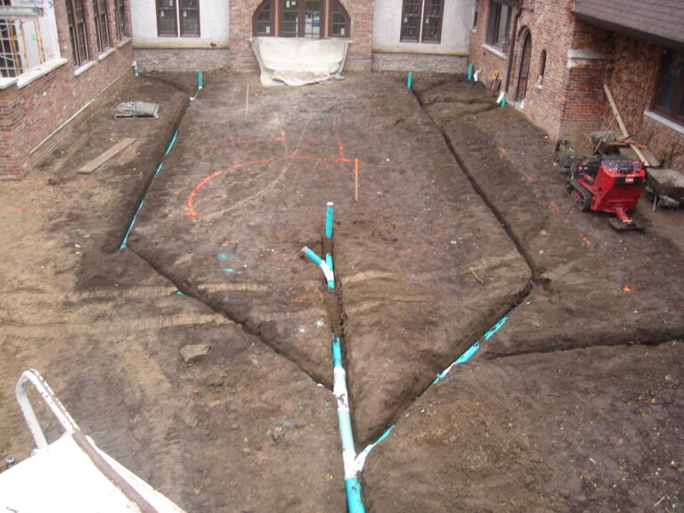 Drainage system in courtyard
